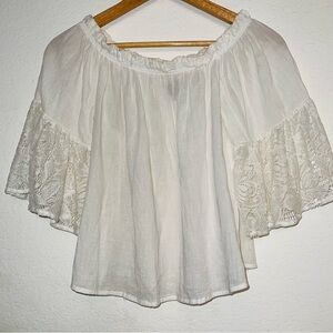 Elegant White Lace Trim Off-Shoulder Top